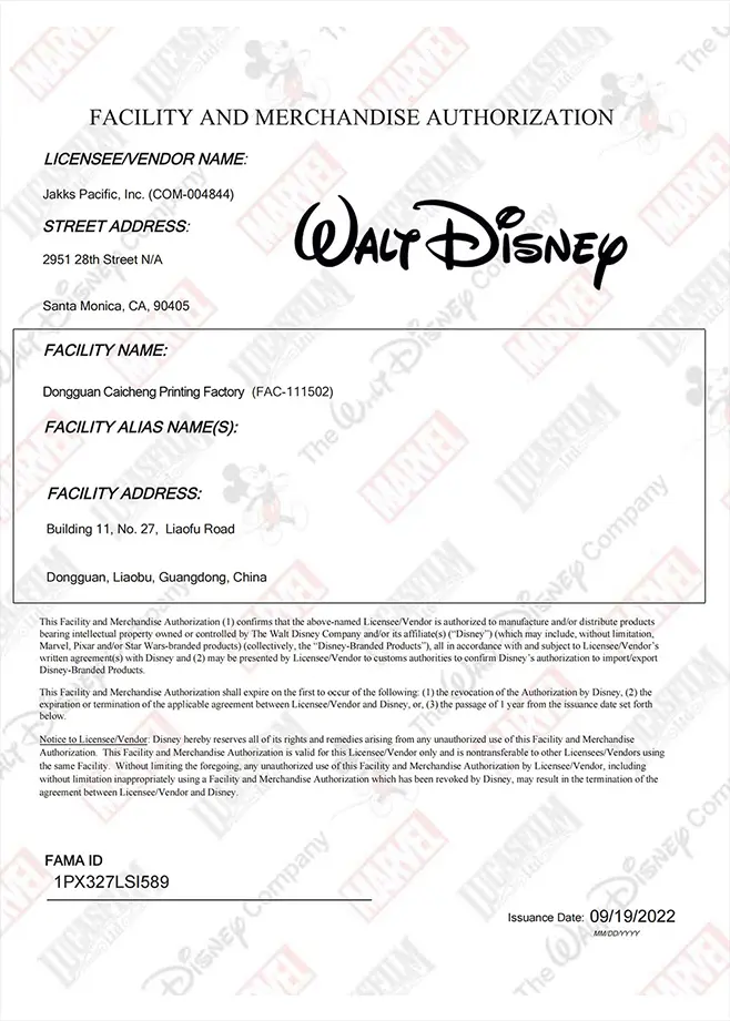 Disney Certificate
