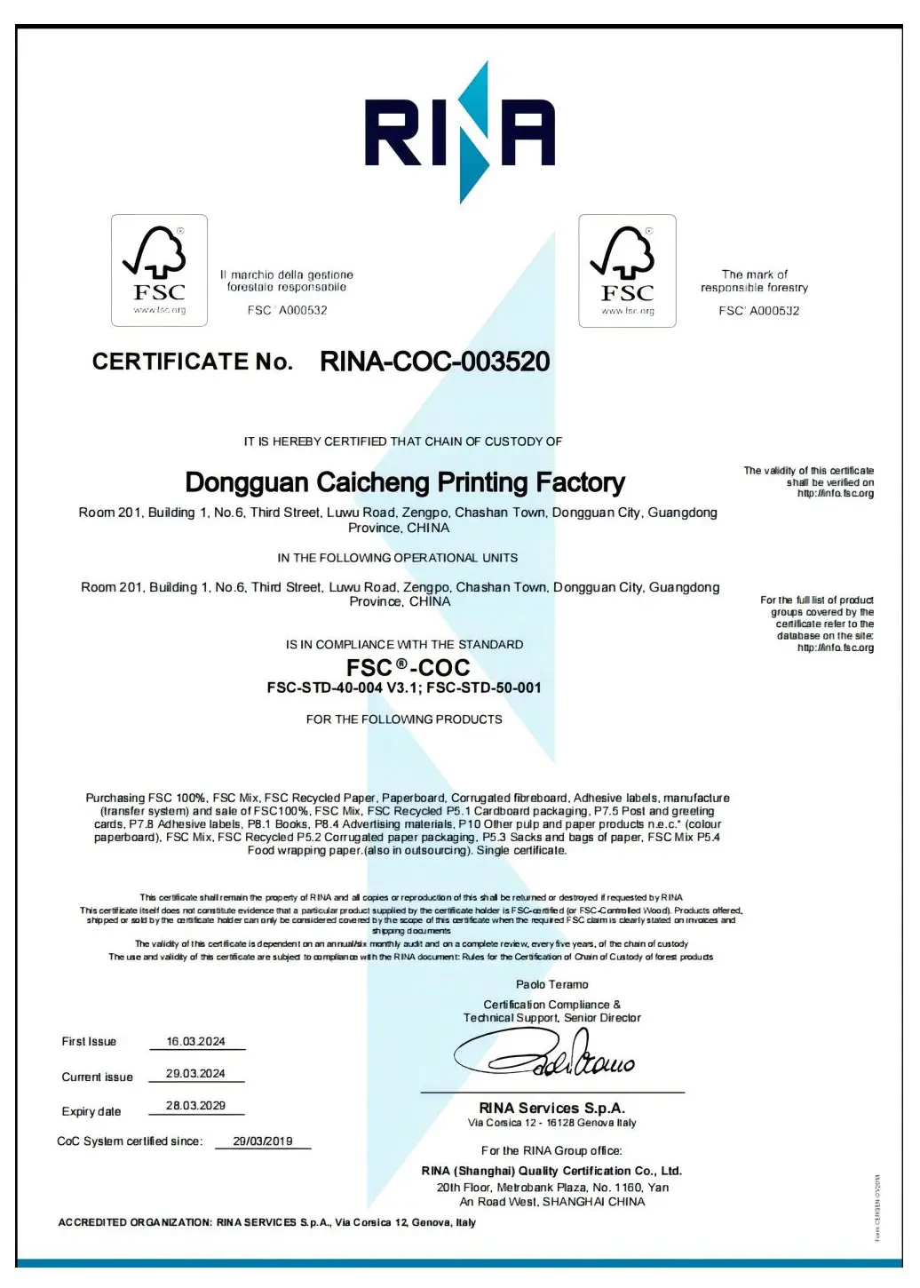 FSC Certificate