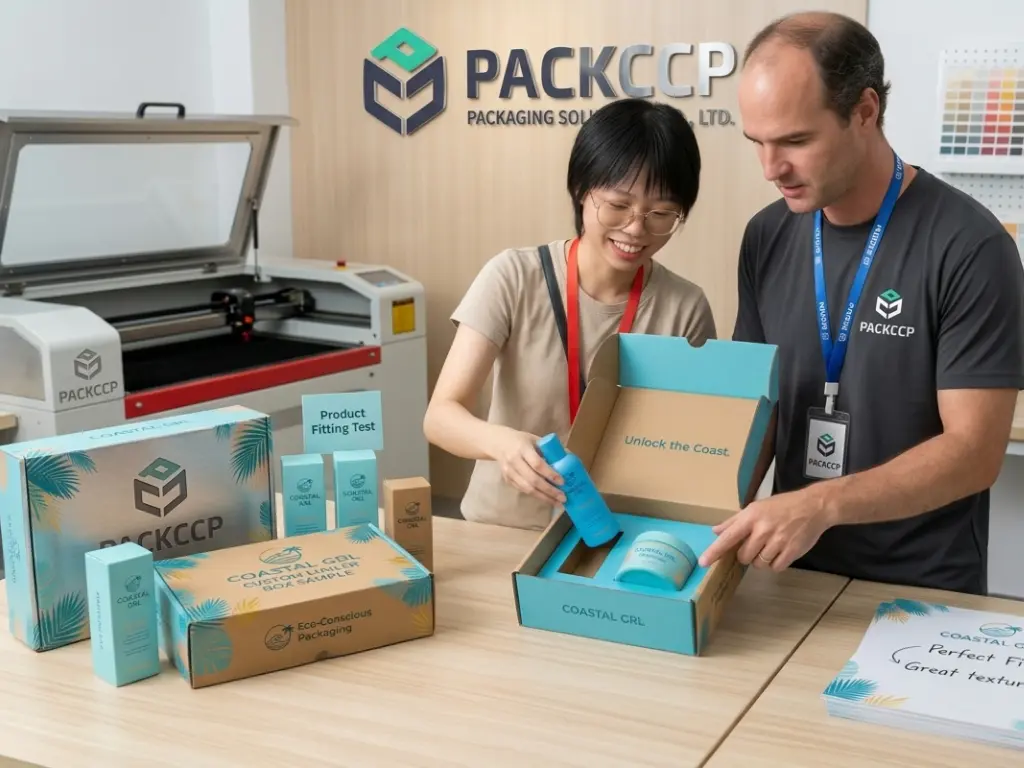 Product fitting test for Coastal GRL custom hair care packaging