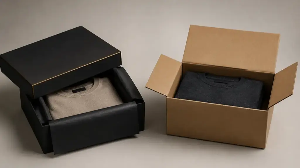cajas de ropa de lujo versus cajas plegables
