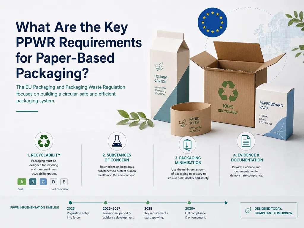 Was sind die wichtigsten PPWR-Anforderungen für papierbasierte Verpackungen?